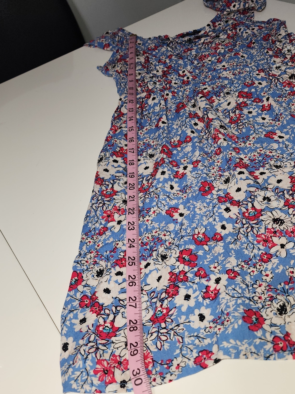 Blue Floral Mini Dress with Red, White And Blue Size L BOHO chic - Picture 7 of 13